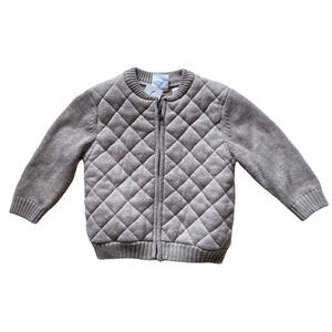 Zara Baby 100% Cotton Tan Zip Up Quilted Cardigan • Size 9-12M 🗣